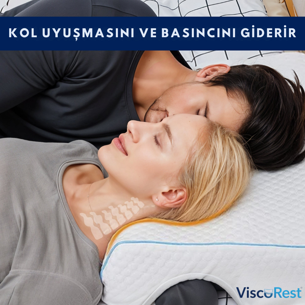 ViscoRest® Ortopedik Visco Boyun Destekli Çift Sevgili Yastığı