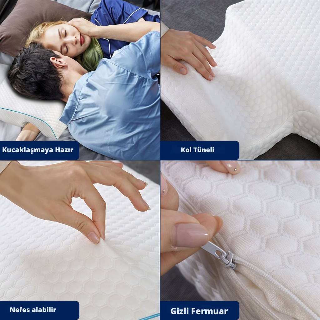 ViscoRest® Ortopedik Visco Boyun Destekli Çift Sevgili Yastığı